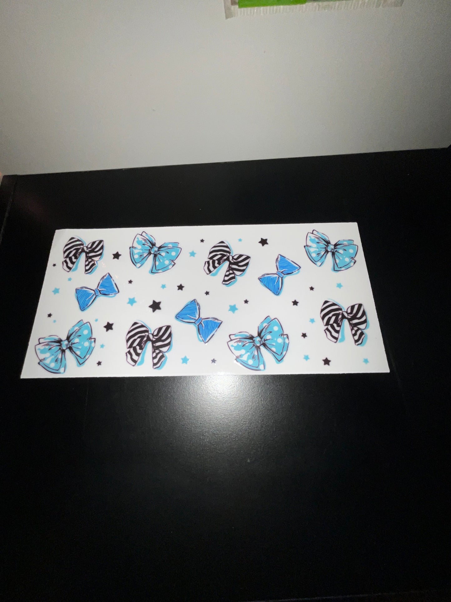 Zebra and blue bows wrap