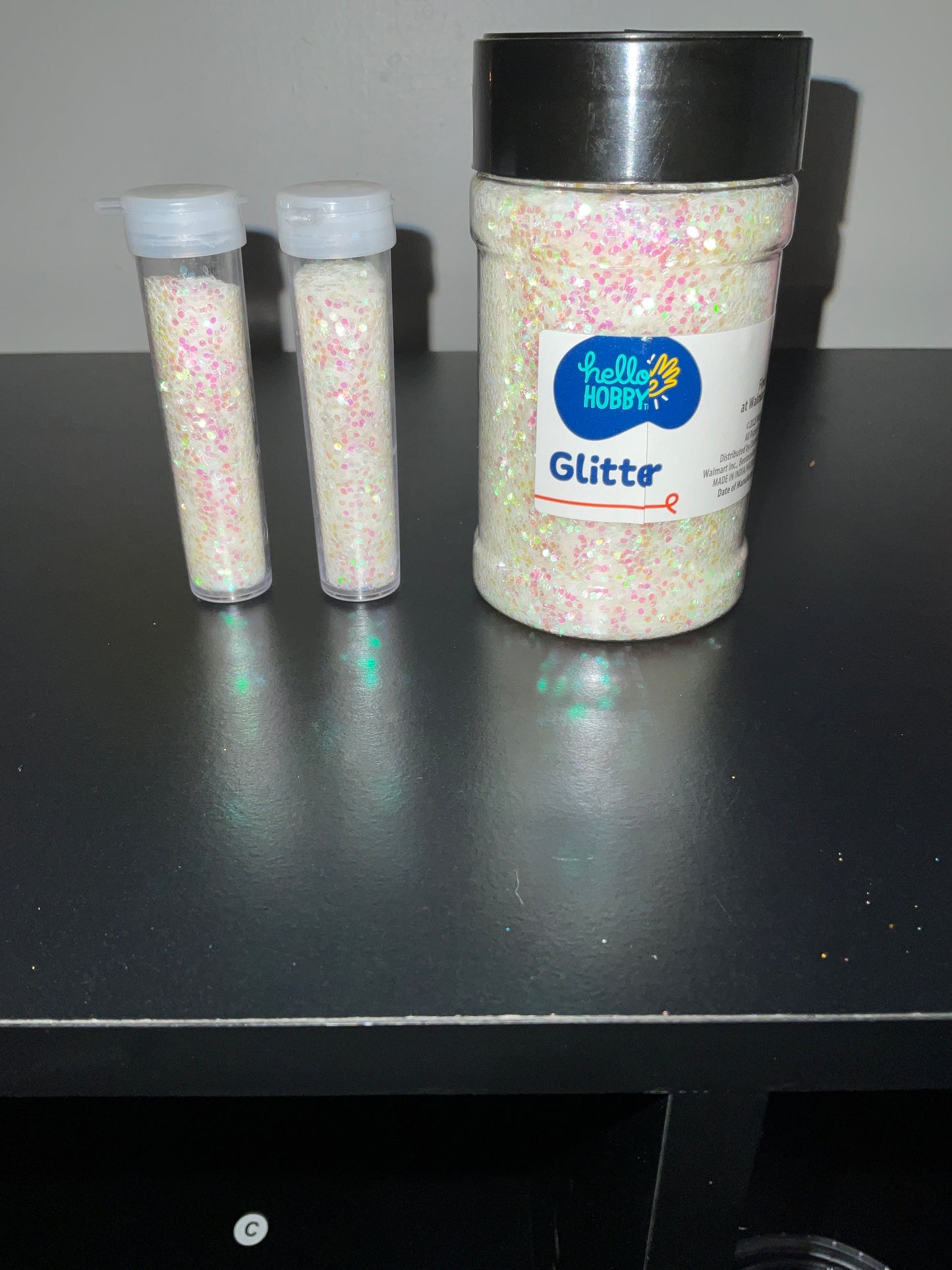 Chunky white glitter