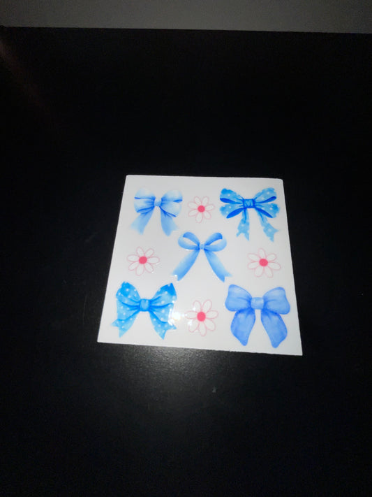 Small blue bows and flowers wrap