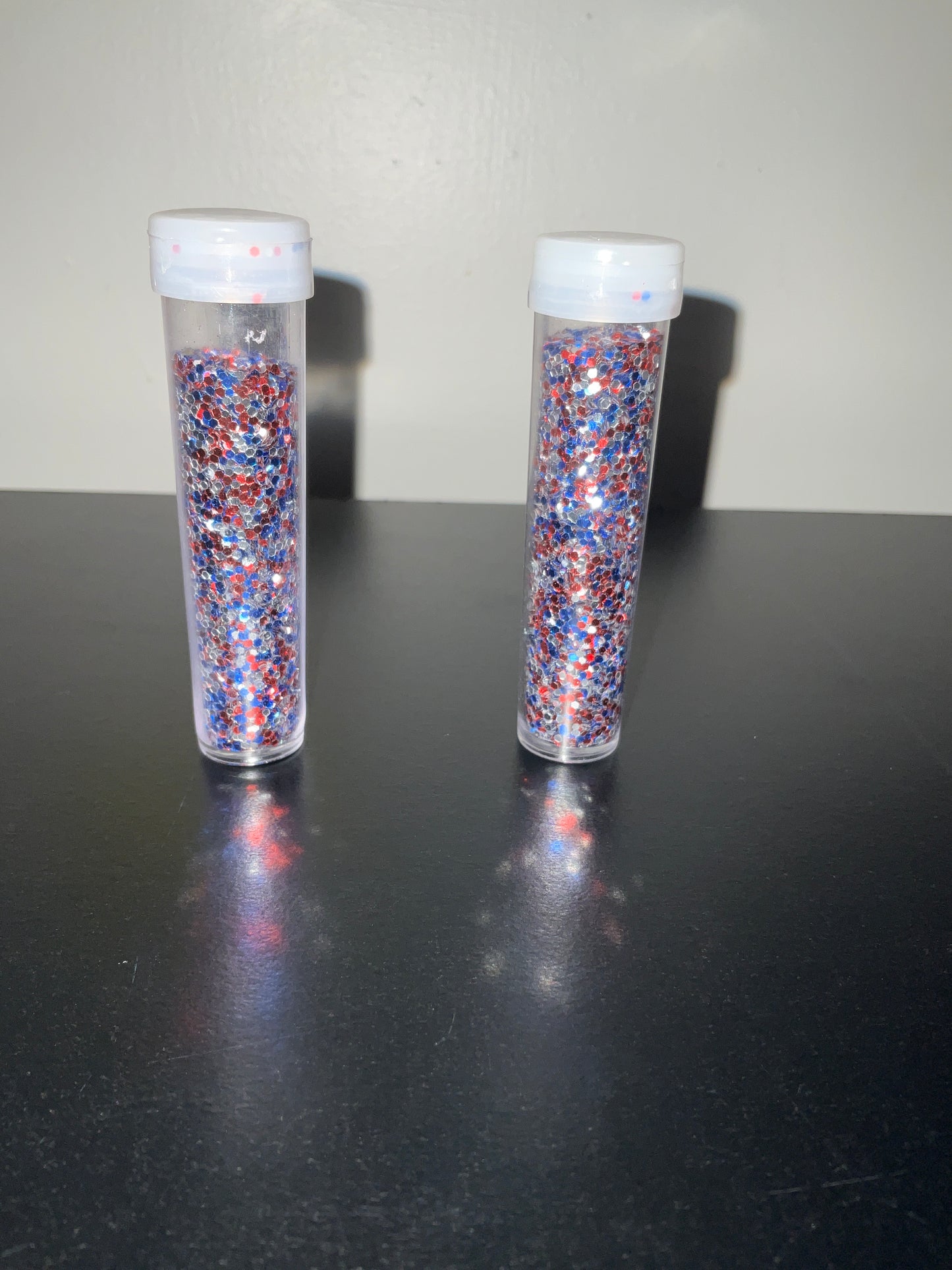Chunky red, white, and blue glitter