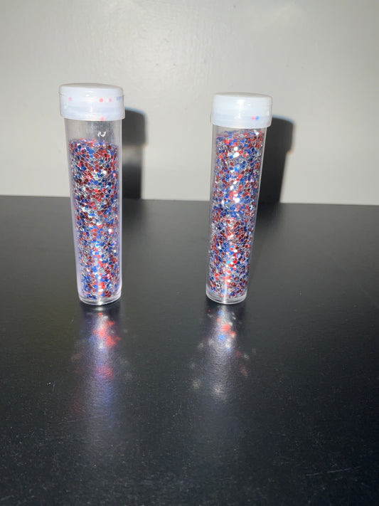Chunky red, white, and blue glitter