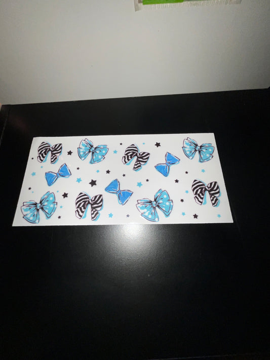 Zebra and blue bows wrap
