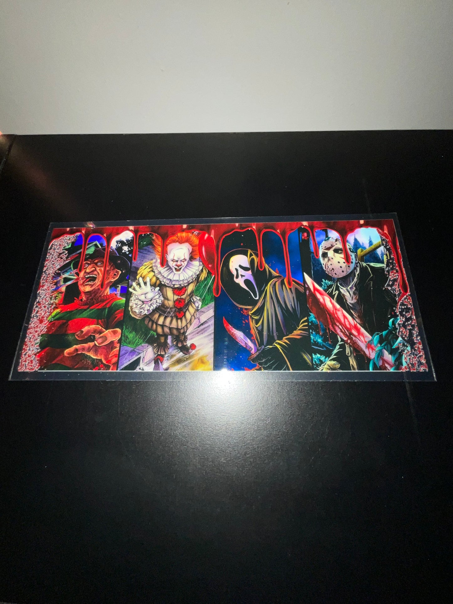 Freddy Krueger, pennywise, ghost face, and Jason wrap