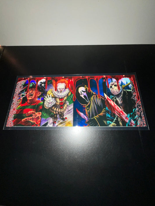Freddy Krueger, pennywise, ghost face, and Jason wrap