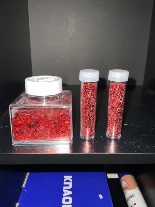 Chunky red glitter